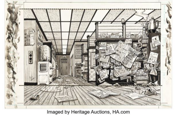 Ron Zalme Crazy Magazine #73 Fuppets Background Illustration Original Art (Marvel, 1981). | Heritage
