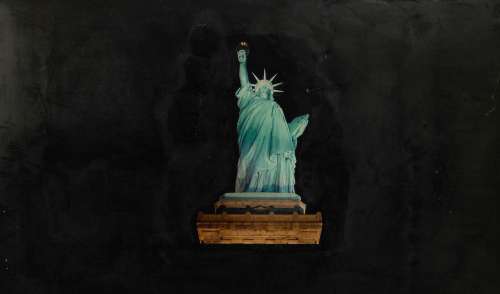 Lot 6119 - A prop painting of the Statue of Liberty from "Ghostbusters II"
