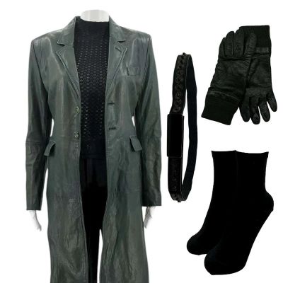Lot 158: Play Dirty Zen Screen Worn Coat, Jeans, Blouse, Gloves, Socks & Belt Ch 7, 7a Sc Multiple | VIP Fan Auctions