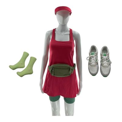 MERV Jocelyn Screen Worn Tennis Dress, Shorts, Visor, Necklace, Fanny Pack, Socks & Sneakers Ch 1 Sc 57 | VIP Fan Auctions