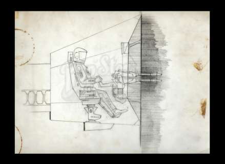 Harry Lange Auction | Hand-Drawn Millennium Falcon Gun Port Cross Section | Propstore