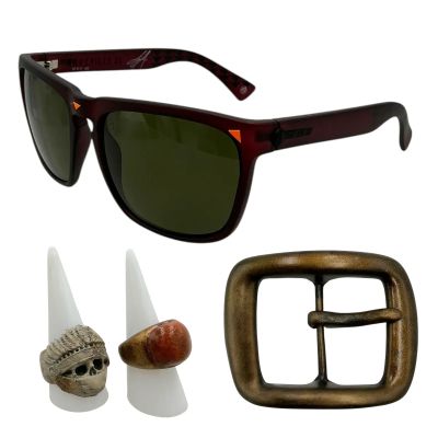 Lot 15: The Wrecking Crew Jonny Hale Screen Used Belt Buckle, Glasses & (2) Rings | VIP Fan Auctions