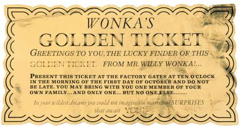 Lot 275 - ‘Golden Ticket‘ prop from Willy Wonka & the Chocolate Factory.