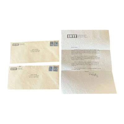 Lot 4: Marty Supreme Marty Mauser Production Used 2 Piece IATT Envelope Set W/ Letter Sc 71-74 | VIP Fan Auctions