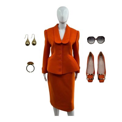 Lot 88: The Sheep Detectives Lydia Harbottle Production Worn Heels, Sunglasses, Ring, Earrings, Suit Jacket & Suit Skirt Ch 2 Sc 94pt1-104af/B | VIP Fan Auctions