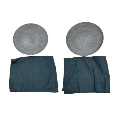 Lot 76: Is God Is Man Screen Used (2) Dinner Plate Set & (2) Cloth Napkin Set | VIP Fan Auctions
