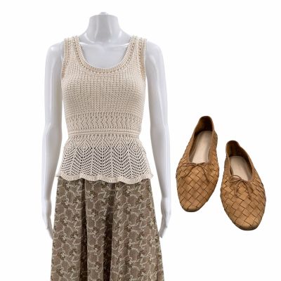 Lot 78: Poker Face Season 2 Greta Finch (Katie Holmes) Screen Worn Tank Top, Skirt & Shoes Ch 2 Sc 10, 27, 28 Ep 202 | VIP Fan Auctions
