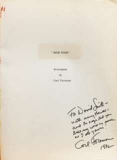 Lot 30 - An original, autographed ‘High Noon‘ film script,