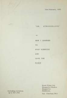 Lot 28 - A preliminary or interim script for Dr. Strangelove, possibly George C. Scott‘s copy