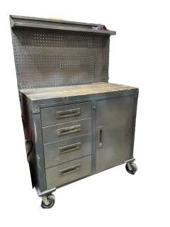 Wood top metal heavy-duty work table from "The Good Doctor" show | Direct Liquidation