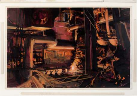 Original Concept Art of the Inverted Engine Room from The Poseidon Adventure (Irwin Allen Productions, 1974).