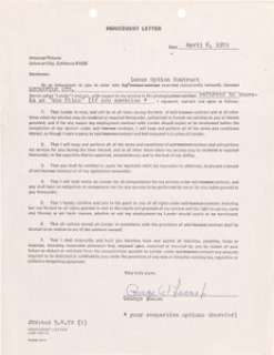 George Lucas/Lucasfilm Early Documents for Star Wars (TCF, 1977) and American Graffiti (Universal, 1973), (1) with Universal Pictures and (1) with United Artists (ca. 1972).