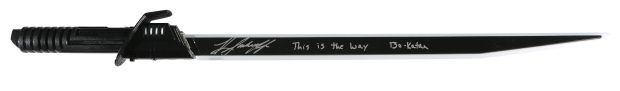 Katee Sackhoff as Bo-Katan Kryze in Star Wars: The Mandalorian Signed Prop Replica Darksaber with Character Name & Quote | SWAU