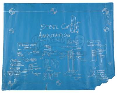 Mythbusters | Episode "Steel Toe-Cap Amputation" (2005, E42): Episode Blueprint Signed by Adam Savage - Steel Cap Amputation | Propstore