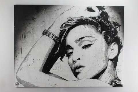Vincent Mink-Voque - Handpainted portrait of the legendary singer & actress "Madonna" - signed by artist | Catawiki