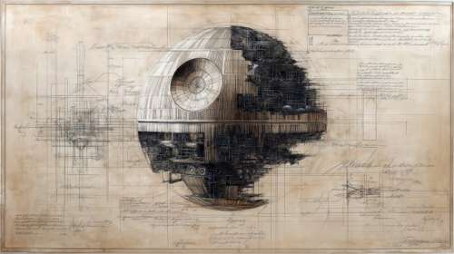 Artxlife - Death Star Leonardo Study Drawings [XXL] | Catawiki