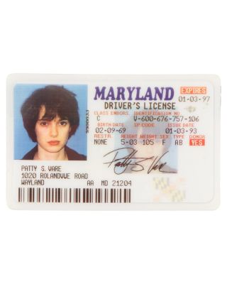 "Boys" Patty Vare’s (Winona Ryder) Driver’s License | Planet Hollywood Vault