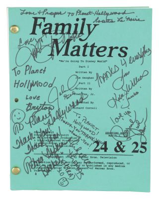 "Family Matters" (TV Series) Autographed Script - Season 6 "We’re Going to Disney World, Parts I & II" | Planet Hollywood Vault