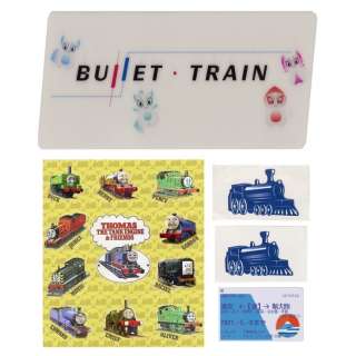 BULLET TRAIN (2022) - Lot 668 - Lemon‘s (Brian Tyree Henry) Blue Train Stickers and Sticker Set with Train Card and Parking Placard