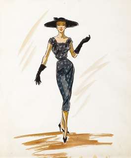 Edith Head costume sketch of Audrey Hepburn for Sabrina. | Profiles in History