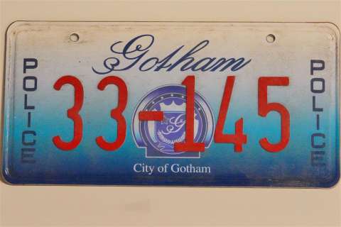 The Dark Knight Rises Prop Gotham Police License Plate | GWS Auctions