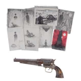 THE DARK TOWER (2017) - Lot 88 - 88. Roland "The Gunslinger" Deschain‘s (Idris Elba) Screen-Matched Custom Metal Remington 1858 New Army Revolver with Jake Chambers‘ (Tom Taylor) Screen-Matched Art Notebook