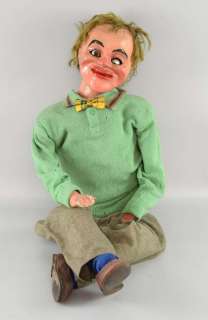 A professional ventriloquist’s dummy, Painted papier-mache head having pull string movement to eyes… | Ewbank’s