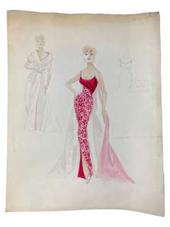 VINTAGE SKETCH ART COSTUME DESIGN DRAWING PRODUCTION BY BOB ROBERT CARLTON SIZE 11 1/2 X 14 1/2 | Los Angeles Estate Auction