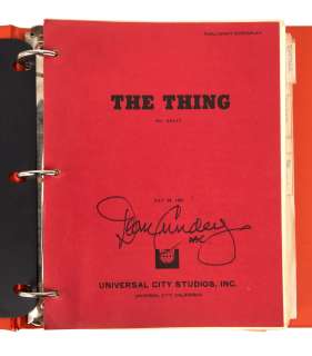 The Thing | Dean Cundey Signed Production-Used Script, Shooting Schedules, and Production Ephemera | Julien’s