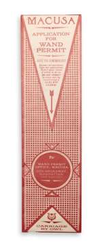 Lot #46 - Fantastic Beasts and Where to Find Them (2016) - MACUSA Wand Permit