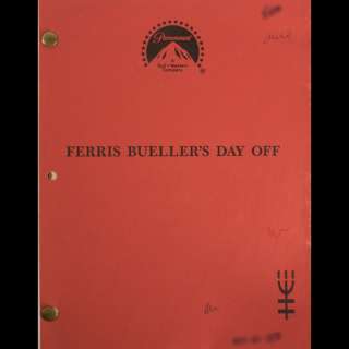 FERRIS BUELLER‘S DAY OFF - Property Master‘s original production script
