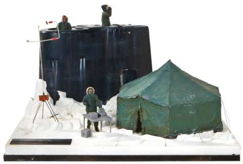 Lot 1255 - Firefox conning tower and diorama display with blueprints.