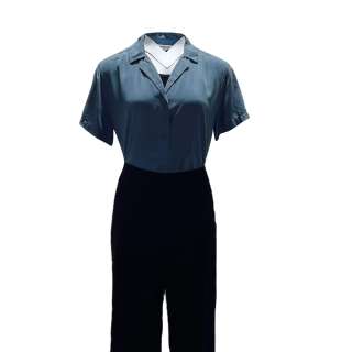 Shining Girls Kirby Elisabeth Moss Screen Worn Short Sleeve, Button-Front Shirt, Tank Top & Elastic Waist Pants Ep 105 | VIP Fan Auctions