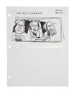 The Big Lebowski | One Page, Scene 53 / Set-Up 1 | "Larry Sellars End Scene" Original Storyboards | Julien’s