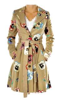Lot 360 - "Quinn" beige floral print trench coat ensemble.