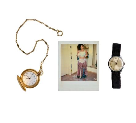 The Lost Boys - Lot #50 - Jami Gertz Costume Fitting Polaroid with Unused Watches for Kiefer Sutherland‘s Vampire Jacket
