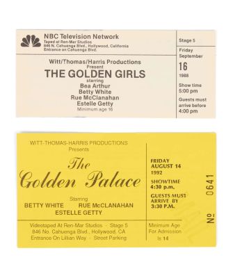 The Golden Girls | Taping Tickets from "Golden Girls" and "Palace" with Press Kit | Julien’s