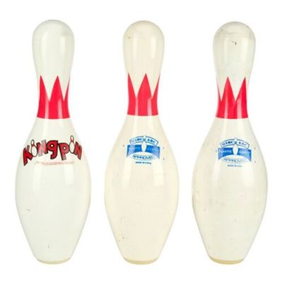 Kingpin (1996) | Lot 348 : Pair of Reno National Bowling Stadium Pins with Promotional Pin | Propstore