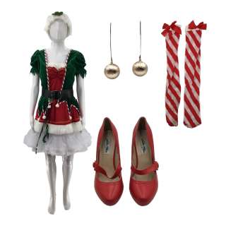 Saltburn India (Millie Kent) Screen Worn Belt, Christmas Dress, Earrings, Heels, Santa Hat, Tutu & Stockings Ch 5 | VIP Fan Auctions