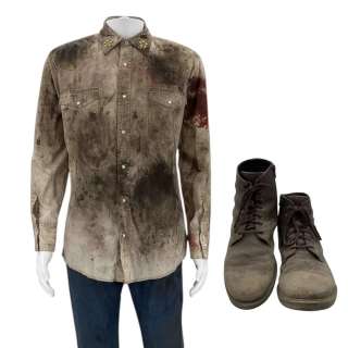 Eddington Joe Screen Worn Stunt Double Button-Up Shirt, Jeans, 2 Collars Pins & Boots Ch 2e-F Sc 123-127 | VIP Fan Auctions