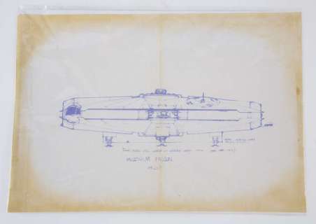Star Wars: Episode IV - A New Hope (1977) Dye Line Art Print. Millenium Falcon printed dyeline of… | Ewbank’s