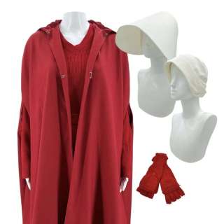 Lot #144: The Handmaid’s Tale Alma Screen Worn Cloak, Sweater, Skirt, Scarf, Gloves & (2) Bonnets Ss Multiple