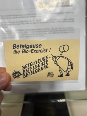 Beetlejuice Movie Prop business card from movie‘s production