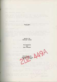 A script for ’Willow’, 1987 | Bonhams