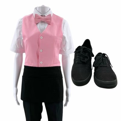 Lot 3: Poker Face Season 2 Lonny (Liana Wright Mark) Screen Worn Vest , Shirt, Pants, Apron, Bow Tie & Sneakers Ch 2 Ep 204 | VIP Fan Auctions