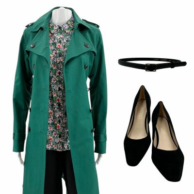 Lot 225: Poker Face Season 2 Erica Diaz (Elizabeth Ramos) Screen Worn Trench Coat, Blouse, Pants, Belt & Heels Ch 1 Sc 27, 37 Ep 207 | VIP Fan Auctions