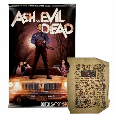 Lot 193: Ash vs Evil Dead (2015-2018) Production Used Poster & Necronomicon Page | VIP Fan Auctions