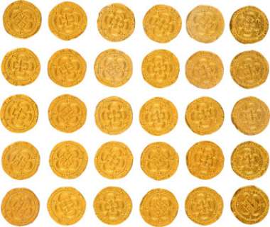 Pirates of the Caribbean: The Curse of the Black Pearl (Walt Disney, 2003), Group of (30) Golden Doubloons. | Heritage