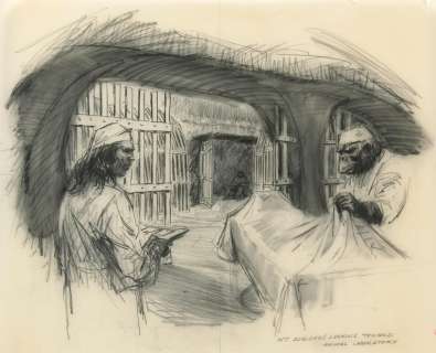 Tracing paper sketches by Mentor Huebner for Planet of the Apes | Bonhams