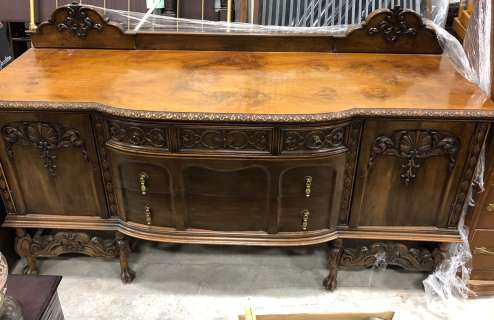 The American Horror Mystery-Thriller Show | Antique mahogany wooden cabinet (approx 22" x 77" x 38" height) | Direct Liquidation